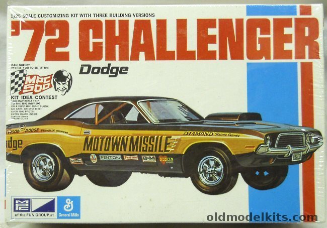MPC 1/25 1972 Dodge Challenger - Stock / Motown Missile Drag Car / High Rise Rod, 1-7214-225 plastic model kit